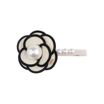 BABYBEI Edge Clip Advanced Sensory Camellia Flower Black Beige Hair Accessories Women's