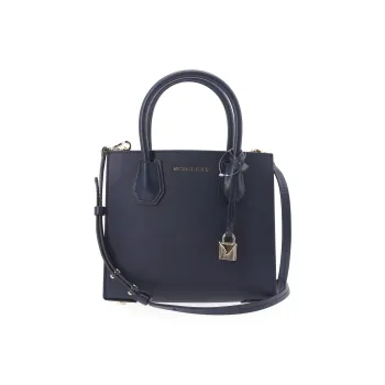MICHAEL KORS Mercer Cow Leather Trunk Bag Handbag Shoulder Bag Crossbody Bag Small Size Women's Navy Blue