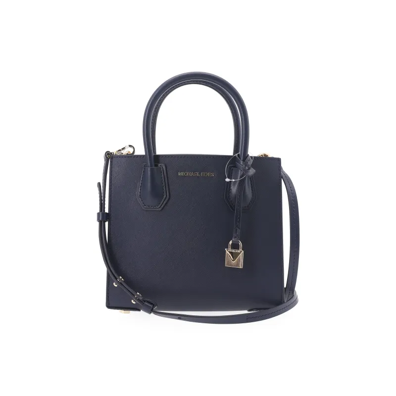 MICHAEL KORS Mercer Cow Leather Trunk Bag Handbag Shoulder Bag Crossbody Bag Small Size Women's Navy Blue-0