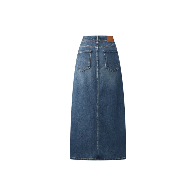 HLA Denim Long Skirts Women's Blue Gray Denim Gradient-1