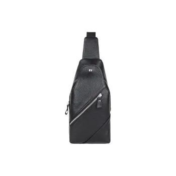 Yalu Top Grain Cow Leather Sling Bags Crossbody Bags Men's Black