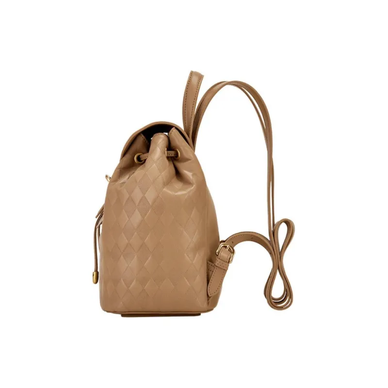 Hush Puppies Synthetic Leather Bonded Split Cow Leather Backpack Medium Size Women's Khaki-2