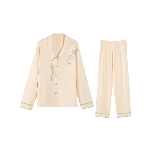 XUANZHITING Pajama Set Women's Light Apricot