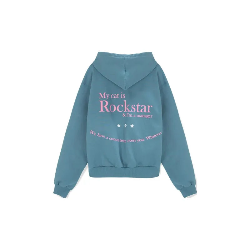 JOEGUSH Smile Rockstar Hoodie Zip-Up Sweatshirt Unisex Serenity/Tranquil Blue-1
