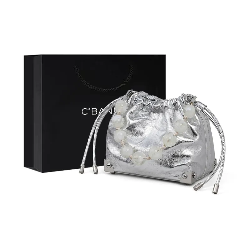 C°BANNER Cow Leather With Synthetic Leather Crossbody One Shoulder Handbag Regular Women's Silver/Black-0