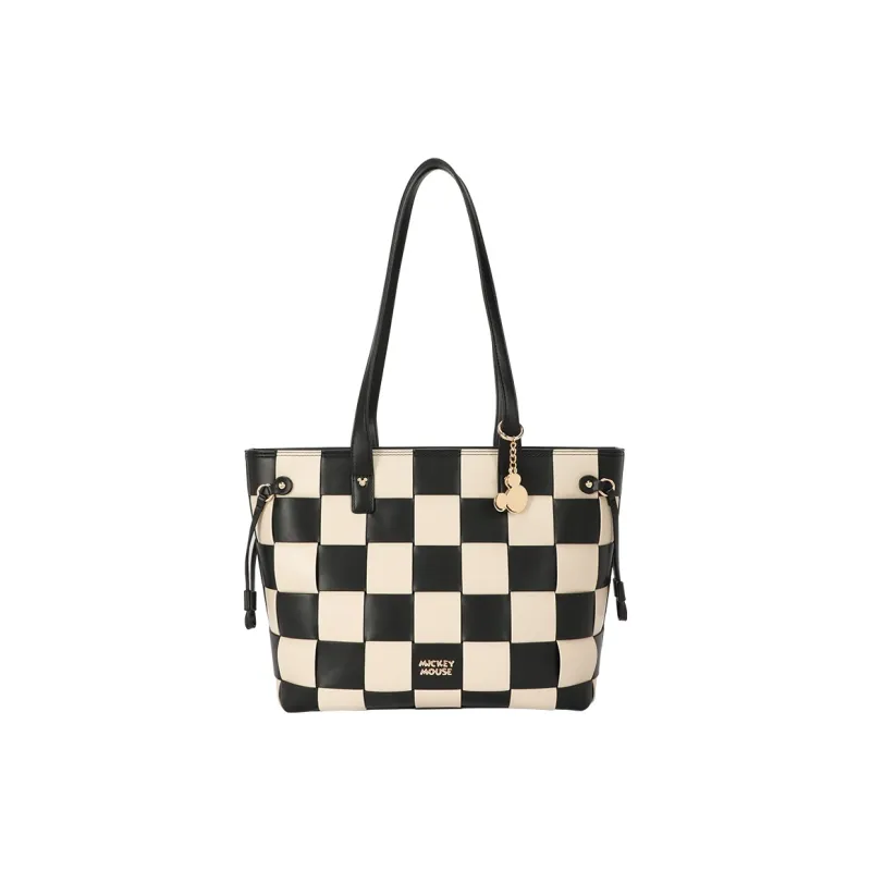 Disney Mickey Series Synthetic Leather Tote Handbag, Shoulder Bag Regular Women's Black White-1