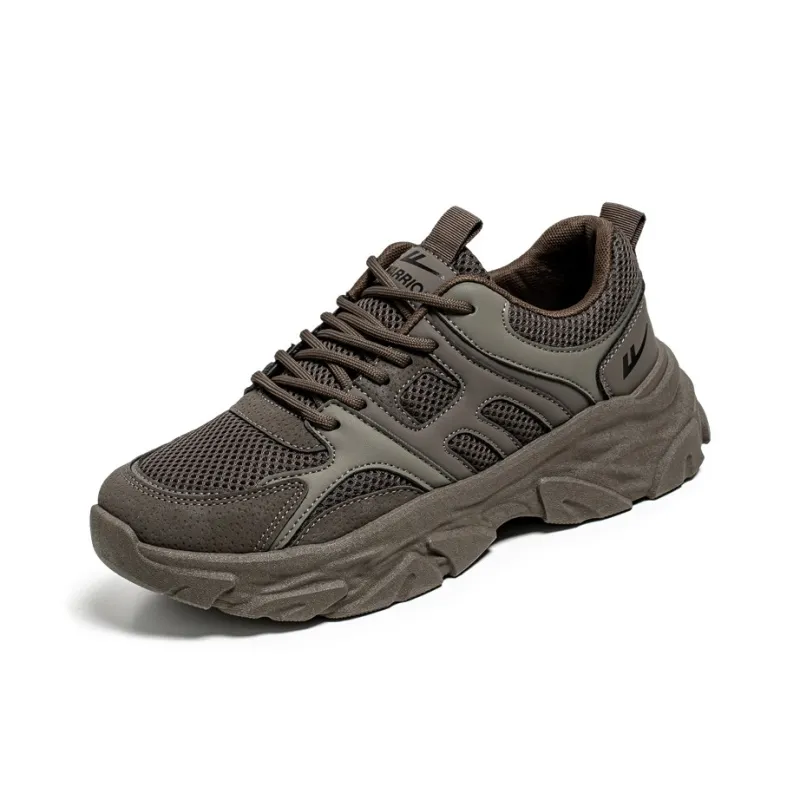 Warrior Cushioning Anti Slip Wear Resistant Breathable Lightweight Height Increasing Low Top Chunky Sneakers Men's Gray-2