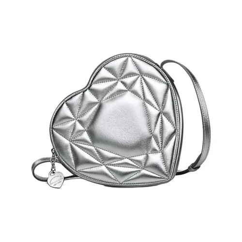 TIFFANY & CO. Return To Tiffany Collection Soft Leather Heart Shaped Bag, Shoulder Bag, Crossbody Bag Women's Silver