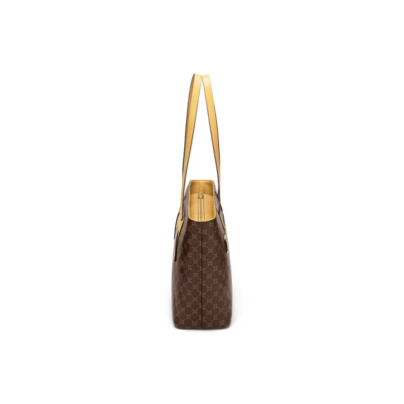 MashaLanti PVC Tote Bag Shoulder Bag Handbag Regular Women's Beige Pink/Dark Brown & Apricot-3