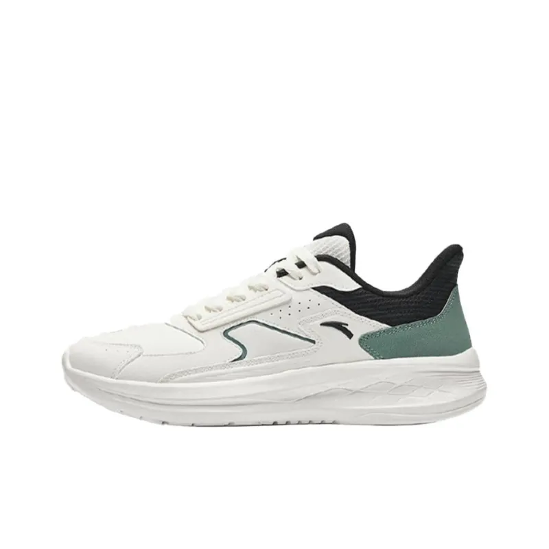 Anta Cushioning Anti-Slip Wear-Resistant Coverage Lightweight Rebound Low-Top Running Shoes Men's White Green Black-0
