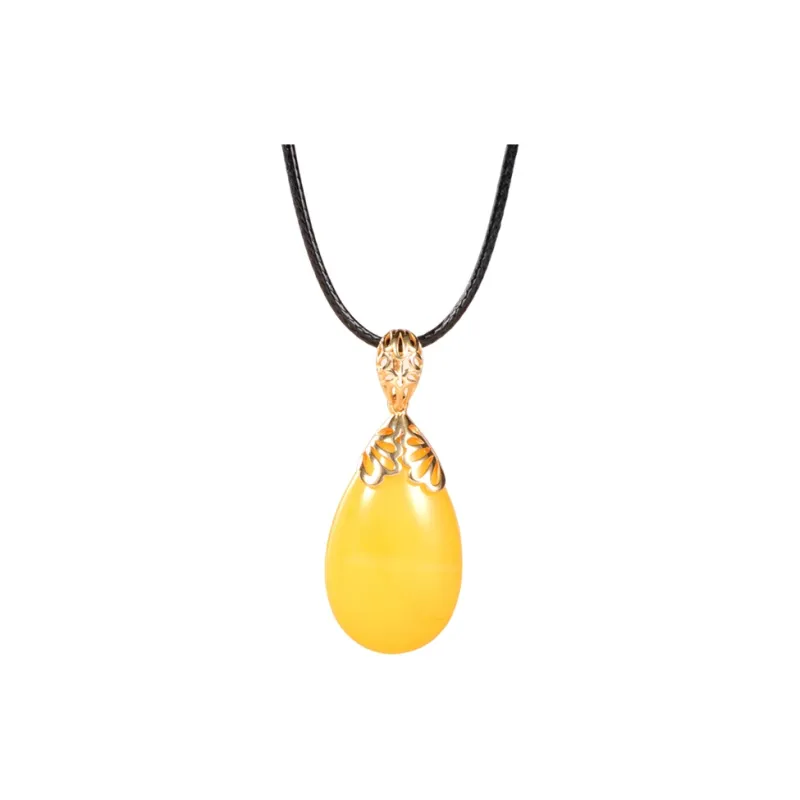 S&A S925 Silver Amber/Beeswax Necklaces Women's-0