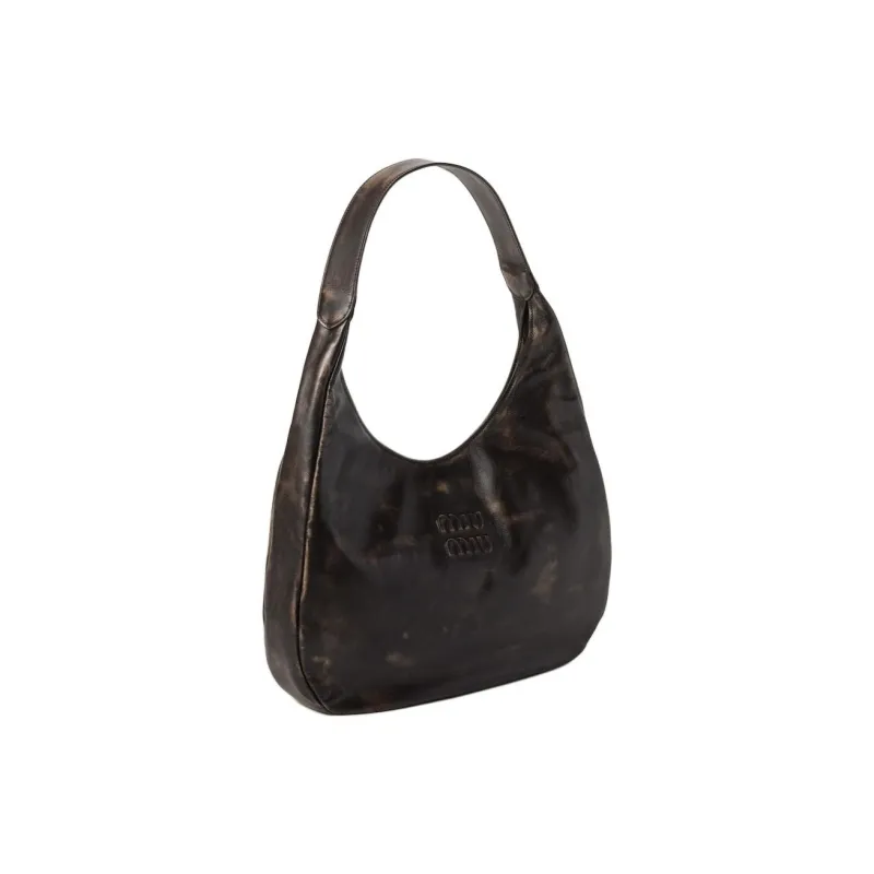 MIU MIU Nappa Leather Handbag, Shoulder Bag Women's Coffee-1