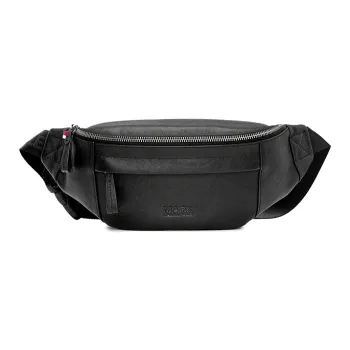 FAIRWHALE Top Grain Cow Leather Fanny Pack Sling Bags Men's Black