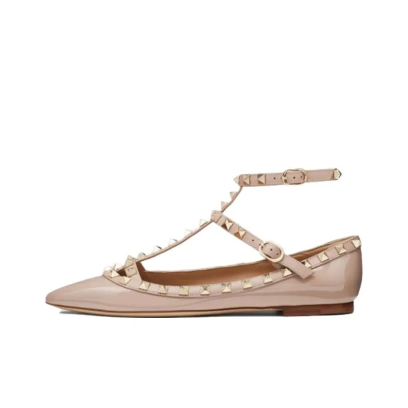 Valentino Rockstud GARAVANI Casual Single Shoes Women's Beige-0