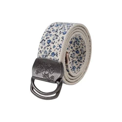 Emperor Penguin Exported From The UK, 100% Cotton Blue Small Floral, Double Ring Buckle Canvas Belt Unisex 3.7cm