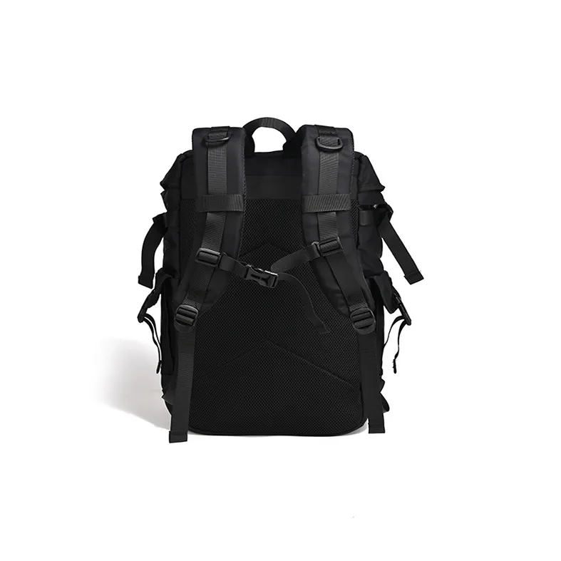DOSRFINI Nylon Vertical Square Fashion Versatile Travel Backpack Regular Men's Black-2