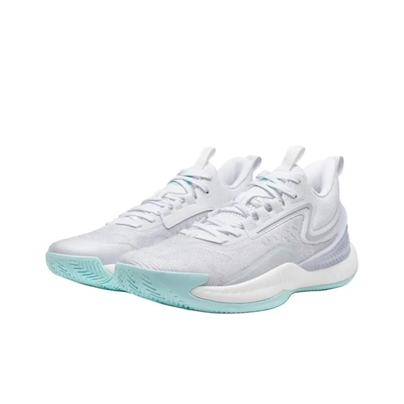 XTEP Shudder 2 Generations Cushioning Wear-Resistant Low-Top Basketball Shoes Men's White Purple Blue-3