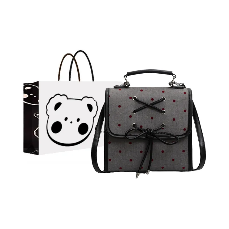 NX DOUGHNUT Fabric Backpack Women's Stars/Heart/Large Polka Dot/Polka Dot Black/Polka Dot Red-9