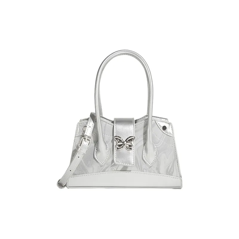NATTY PU Shoulder Bag, Crossbody Bag, Handbag Women's White/Silver-0