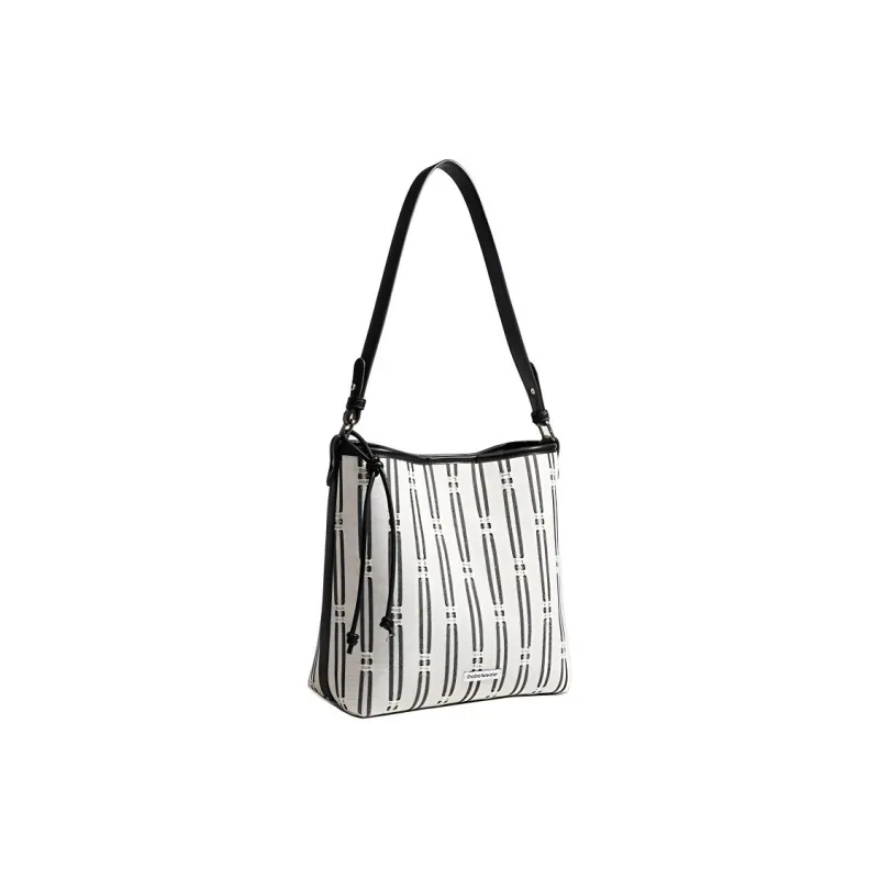 H YXIANG PU Tote Bag Shoulder Bag Regular Women's Black White-1