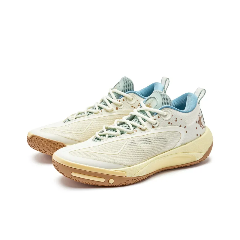 QIAODAN Wind Blade 4PRO Low Top Basketball Shoes Men's Beige Blue-2