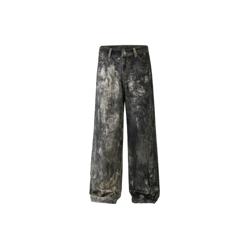 YINLEI Jeans Unisex Gray Black