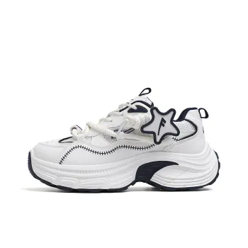 Warrior Wear Resistant Height Increasing Low Top Chunky Sneakers Women's White Blue
