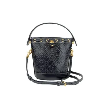 TORY BURCH T Monogram Embossed Leather Bucket Bags Shoulder Bag Crossbody Bag Handbag Mini Women's Midnight Blue