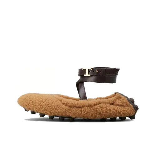 TOD'S Logo Plaque Wraparound Strapped Ballerina Shoes Women's