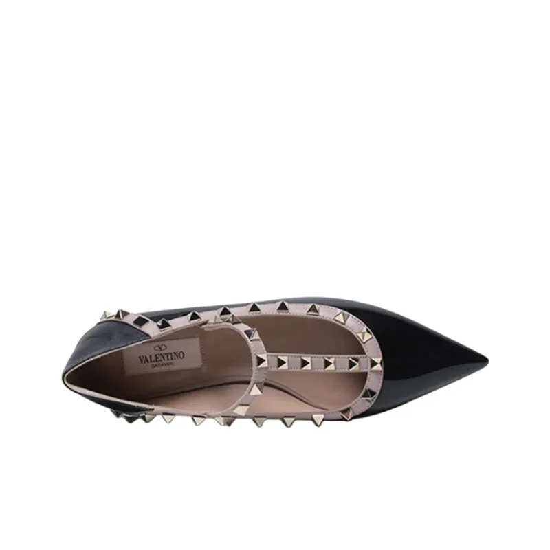 Valentino Rockstud Casual Single Shoes Women's Black Gray Pink-4