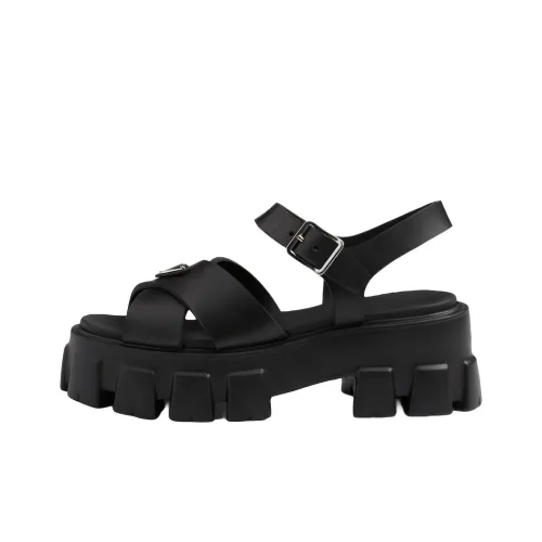 PRADA Triangle-logo Platform Sandals