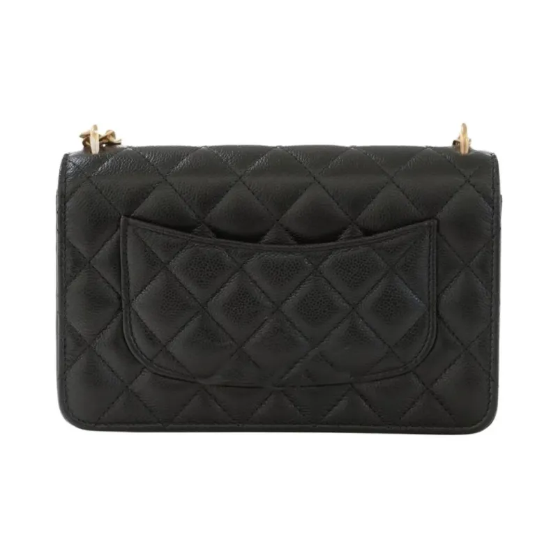 CHANEL Grain Calfskin Shoulder Bag, Crossbody Bag Women's Black-2