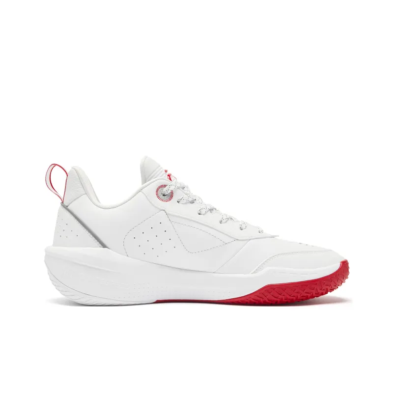 QIAODAN FETEAM Basketball Shoes Men Low Top Jordan White/Aurora Red-1