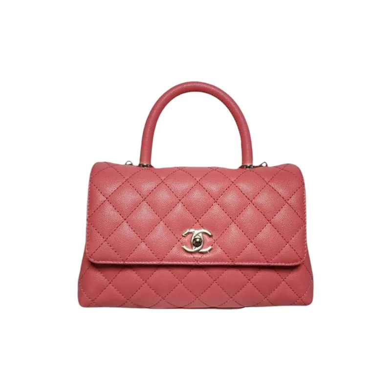CHANEL Grained Calfskin Shoulder Bag Crossbody Bag Handbag Small Size Women's Gold Pink-0