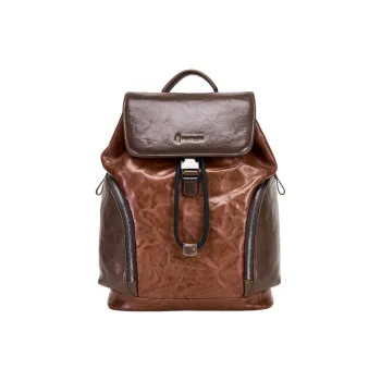 Hush Puppies Cow Leather Backpack Large Size Men's Coffee