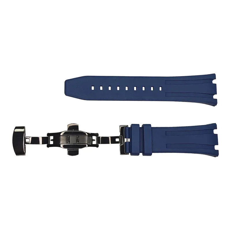 Vickit Black Buckle Collection Casio Compatibility Watch Band 17 Fluoroelastomer Material-2
