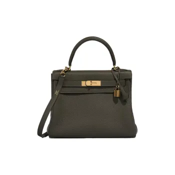 HERMES Kelly Togo Calfskin Kelly Bag Shoulder Bag Crossbody Bag Handbag Regular Women's C6 Vert De Gris Gray Green