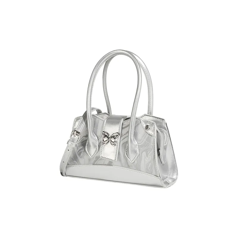 NATTY PU Shoulder Bag, Crossbody Bag, Handbag Women's White/Silver-3