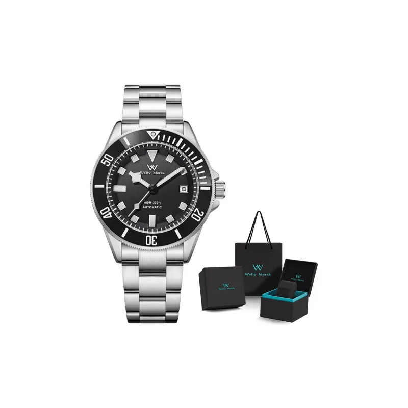 Welly Merck Mechanical Movement Stainless Steel Watchband Watch Men's Watches Green Dial-6