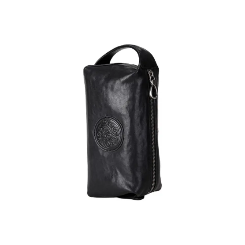 VIHUS Top Grain Cow Leather Clutch Men's Black-1