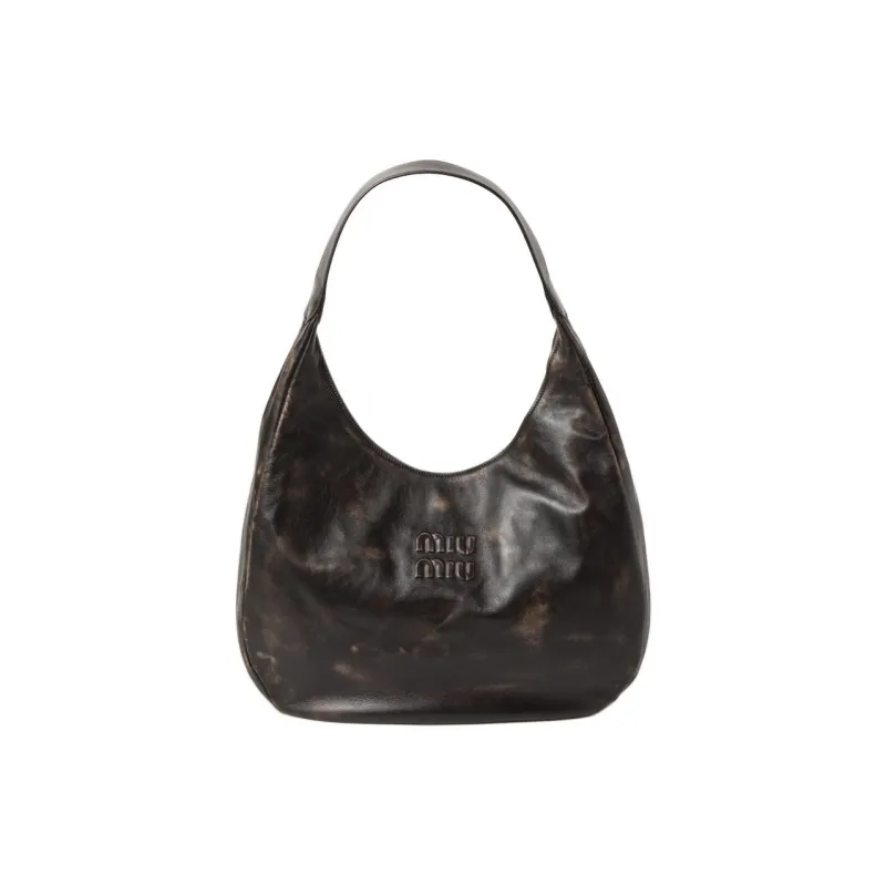 MIU MIU Nappa Leather Handbag, Shoulder Bag Women's Coffee-0