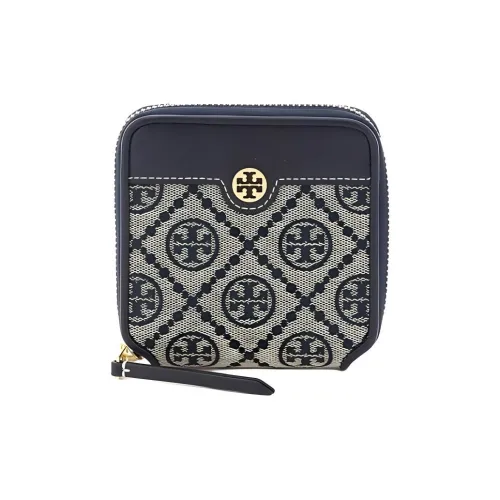 TORY BURCH Cow Leather Denim Wallet Women's Blue