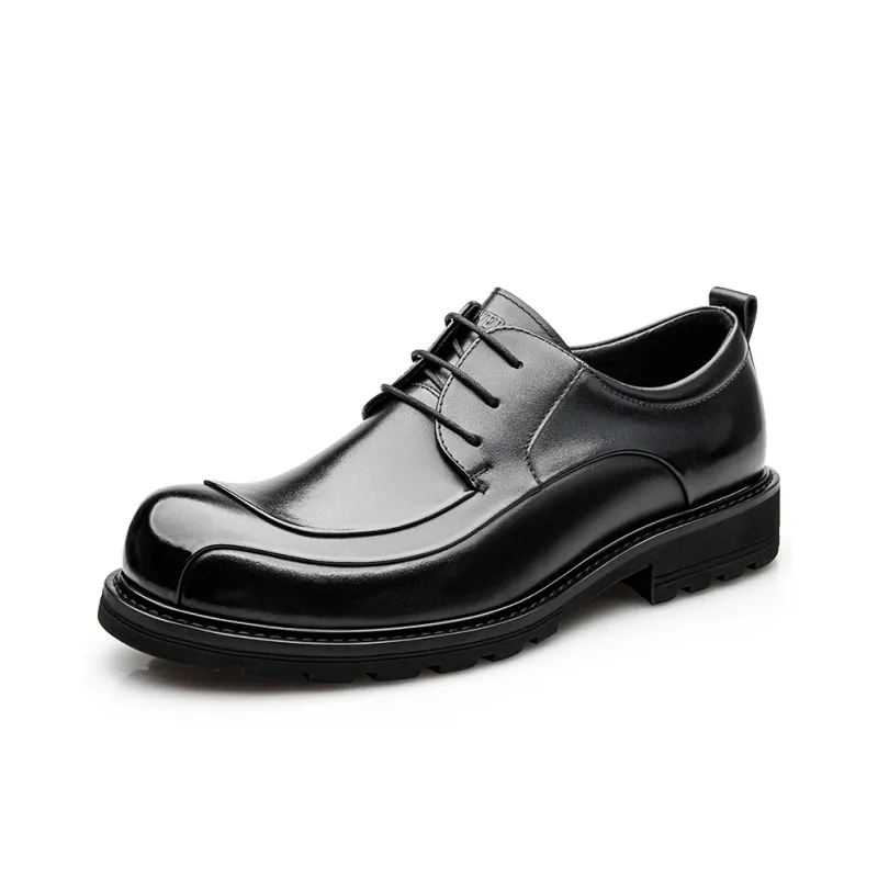 SHWEBALU Dress Shoes Men Low Top Brown-5
