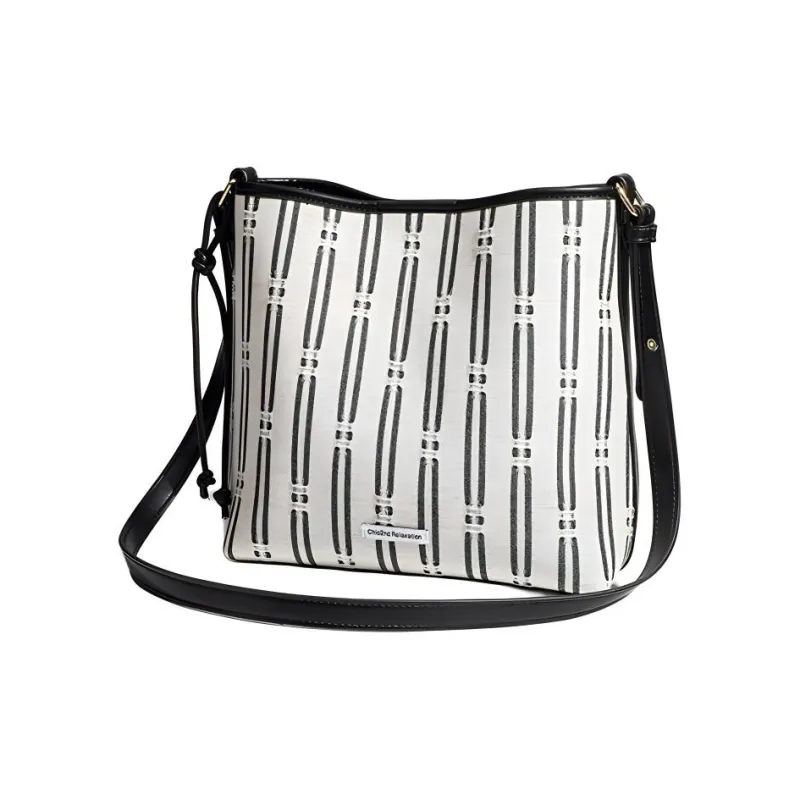 H YXIANG PU Tote Bag Shoulder Bag Regular Women's Black White-5