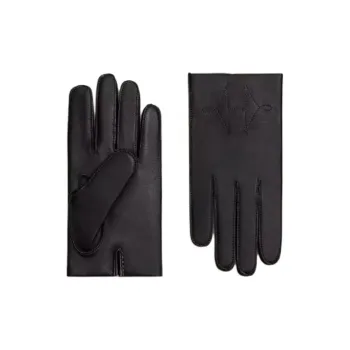 HERMES Silk Gloves Men's Black/Brown