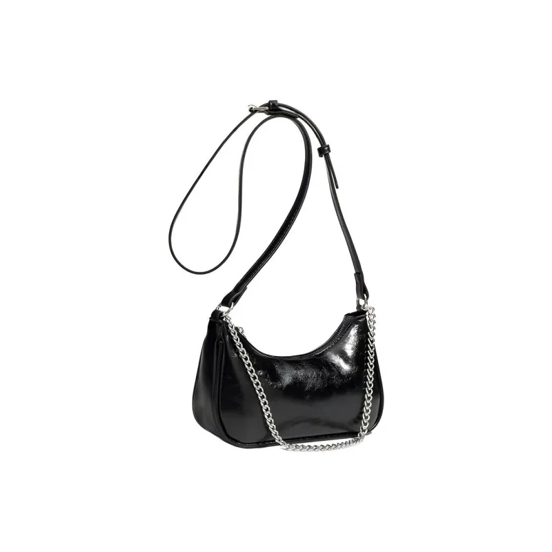 H YXIANG PU Portable Crossbody Bag Shoulder Bag Regular Women's Silver/Black-1