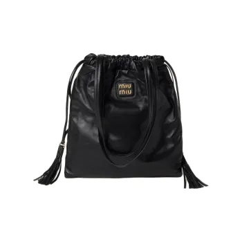 MIU MIU Nappa Leather Handbag Shoulder Bag Women's Black