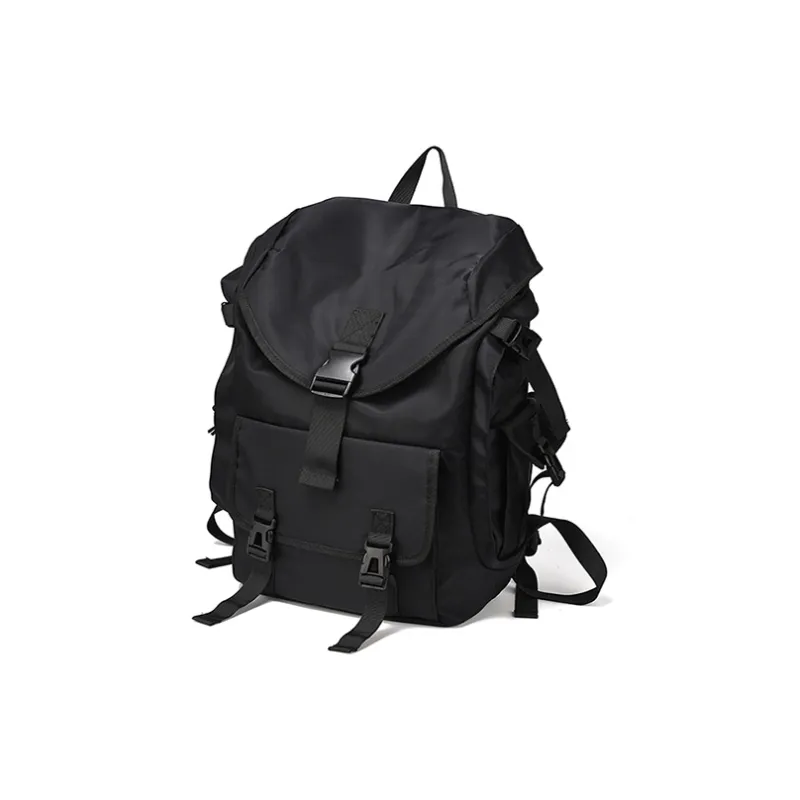DOSRFINI Nylon Vertical Square Fashion Versatile Travel Backpack Regular Men's Black-1