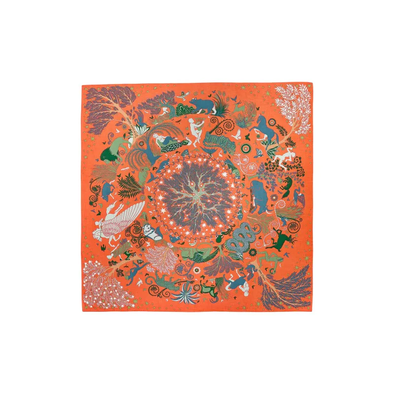 HERMES Cashmere Shawls Unisex Orange-1