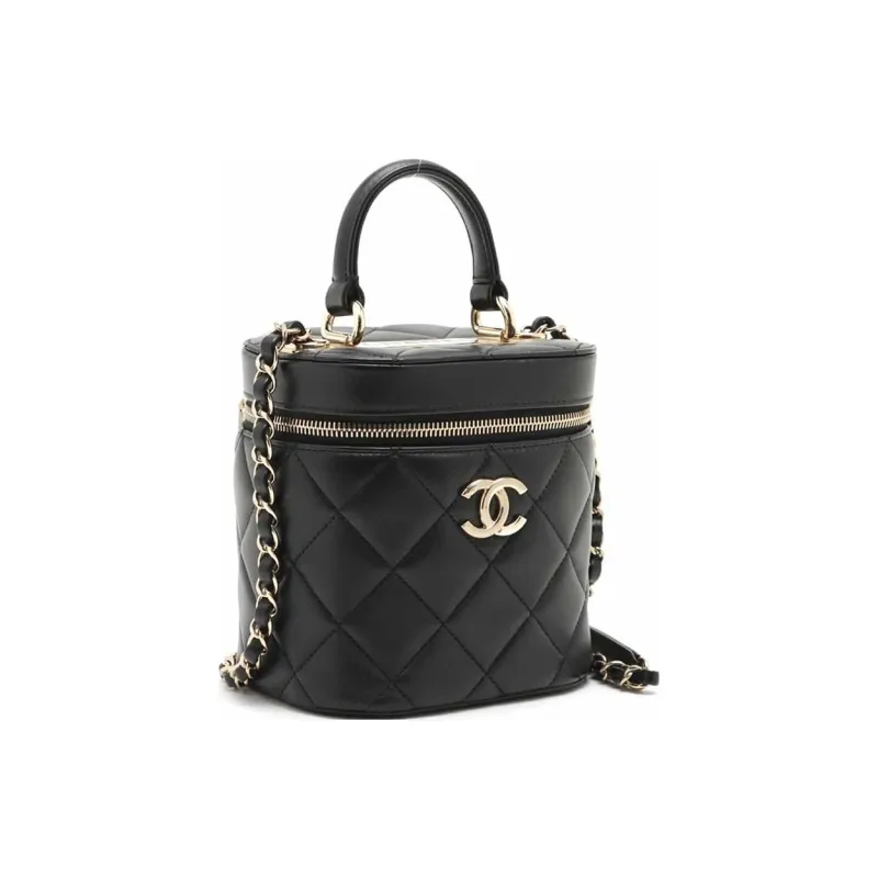 CHANEL Lambskin Bucket Bag, Portable Crossbody Bag, Shoulder Bag Medium Size Women's Black-1